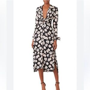 Proenza Schuler Pansy Print Silk Georgette Midi Dress